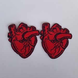 Lot 2 Anatomical Heart Patches iron on Tell Tale Heart Red Horror Goth Emo Punk